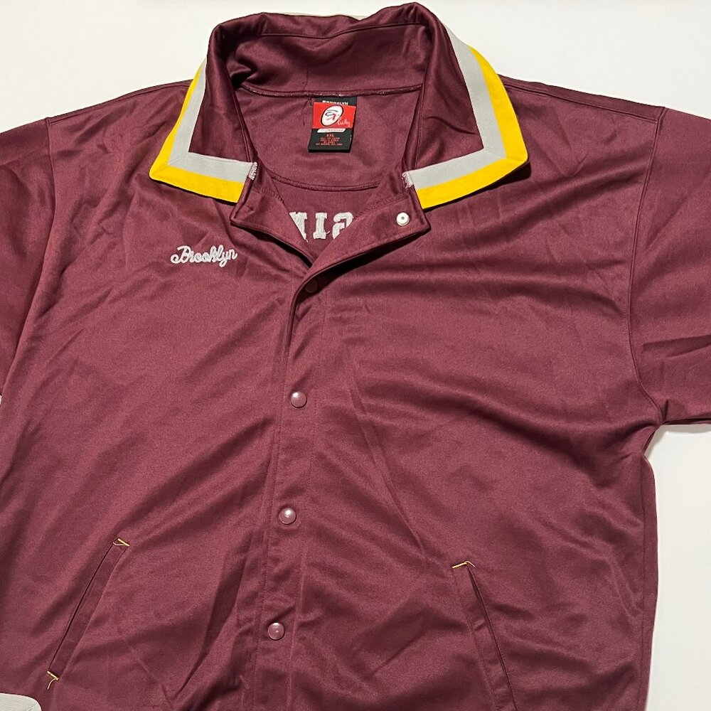 Brooklyn Xpress Warmup Jacket Snap Up Streetwear Maroon Burgundy Men's size XXL